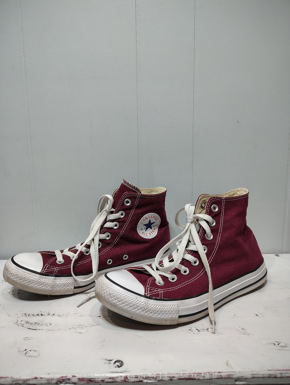 Converse Chuck Taylor All Star High Top Maroon Burgundy Sneakers Mens 7 Womens 9 - Picture 2 of 6
